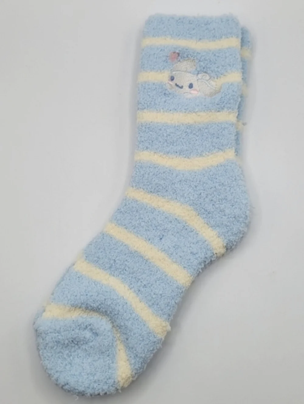 Sanrio Cinnamoroll Fuzzy Blue White Striped Cozy Socks